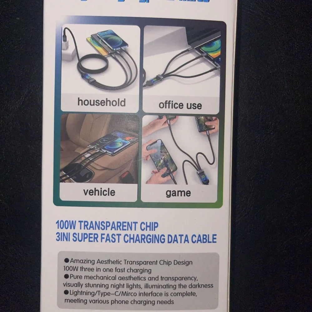 6 Foot 3-in-1 Multi-Device Charging Cable - Black